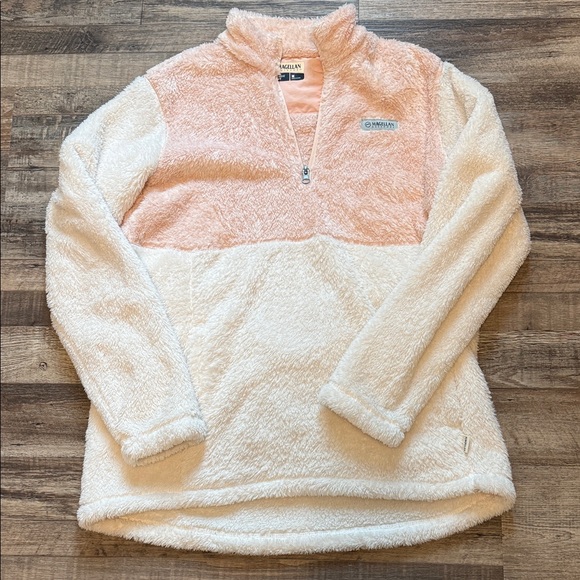 Magellan Outdoors Jackets & Blazers - Magellan Outdoors Women’s Classic Fit Pink Cream Sherpa Half-Zip Pullover size M